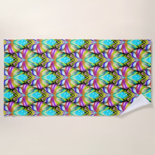 Farbiges Muster aus Cyan und Black Oracle Strandtuch (Vorderseite)