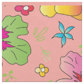 Farbiges Muster der Blume auf Peach Background Stoff (Nahaufnahme)
