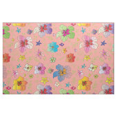 Farbiges Muster der Blume auf Peach Background Stoff (Fat Quarter (45,7 x 55,9 cm))
