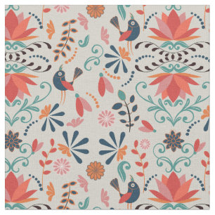 Farbiges Muster der Blume der Volkskunst Stoff