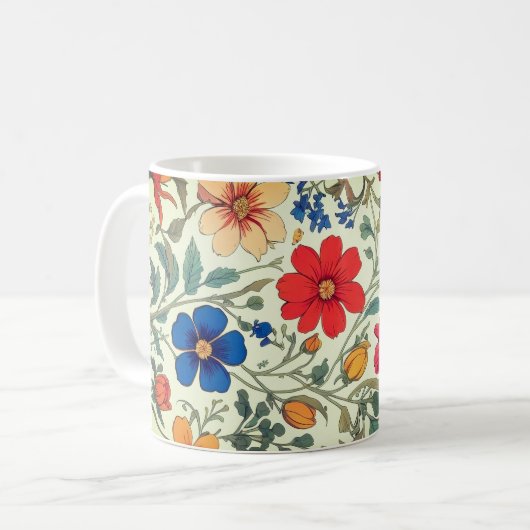 Farbiges Muster der Blume Kaffeetasse (Vorderseite Links)