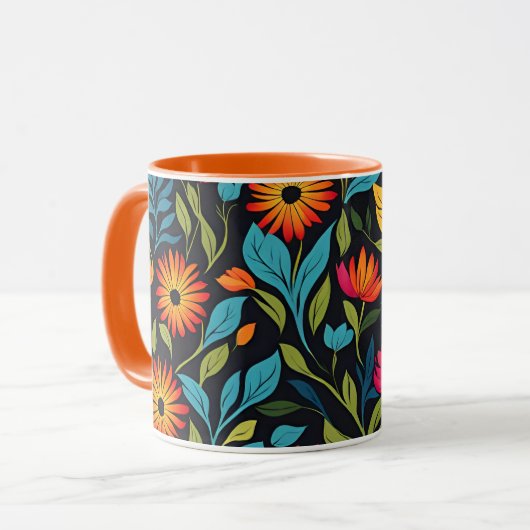 Farbiges Muster der Blume Tasse (Vorderseite Links)