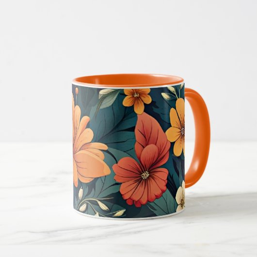 Farbiges Muster der Blume Tasse (VorderseiteRechts)