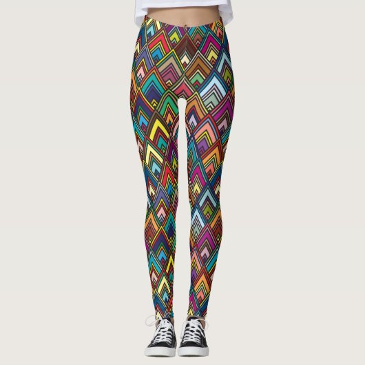 Farbiges Muster der Diamond Geometrie Leggings (Vorderseite)