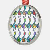 farbiges Muster der G-Musiknoten Silbernes Ornament (Links)