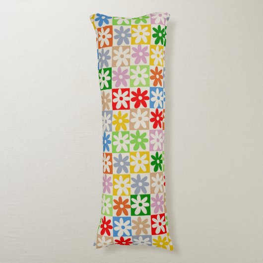 Farbiges Muster der karierten Blume Seitenschläferkissen (Vorderseite Vertikal)