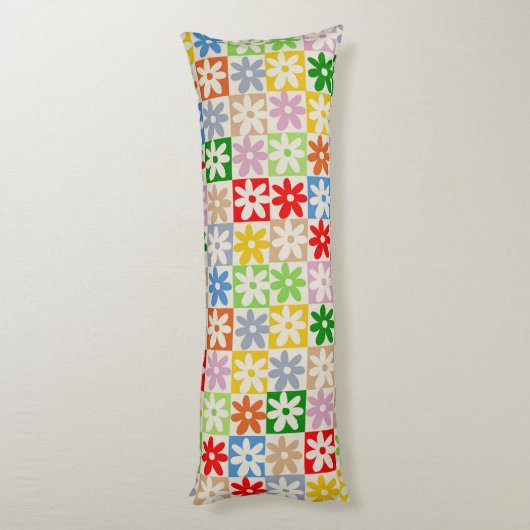 Farbiges Muster der karierten Blume Seitenschläferkissen (Rückseite (Vertikal))