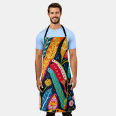 Farbiges Muster der Otomi-Floral Schürze (Getragen)