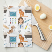 Farbiges Muster des ärztlichen Tierarztes Vet DVM Geschirrtuch (Viertel Falte)