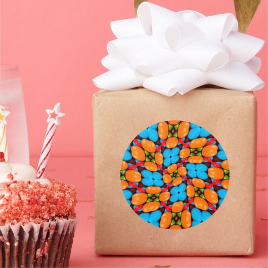 Farbiges Muster für Blumenvarianten Runder Aufkleber (Party)