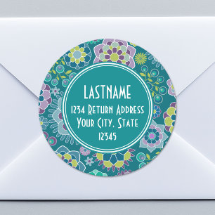 Farbiges Muster für die Blütenpracht Runder Aufkleber