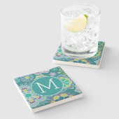 Farbiges Muster für die Blütenpracht Steinuntersetzer (Seitenansicht)