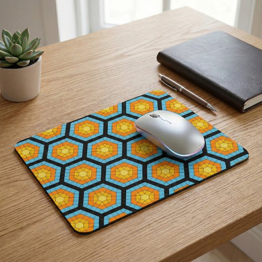 Farbiges Muster für moderne geometrische Honigwabe Mousepad