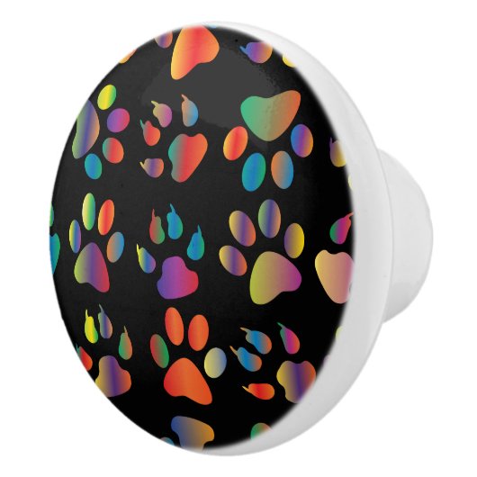 Farbiges Muster für Paw Prints (schwarz) Keramikknauf (Rechts)
