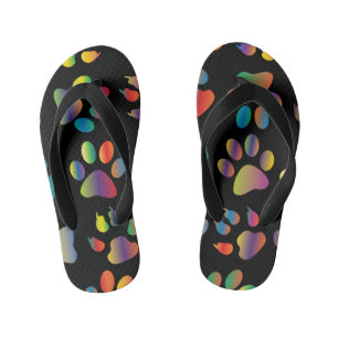 Farbiges Muster für Paw Prints (schwarz) Kinderbadesandalen
