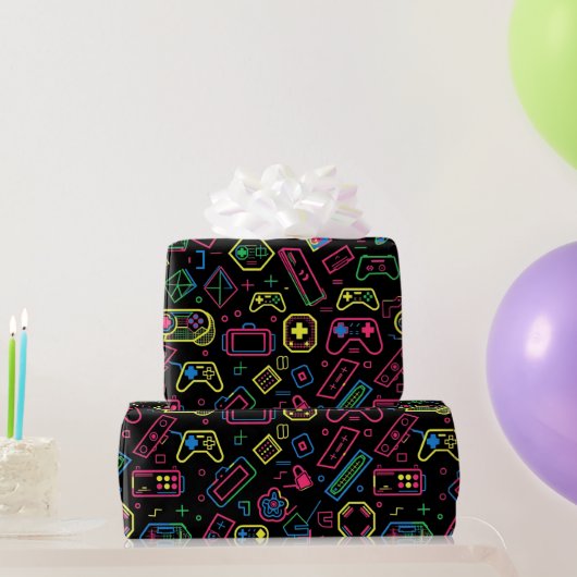 Farbiges Muster für Videospielcontroller Geschenkpapier (Partygeschenke)