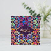 Farbiges Muster Happy Diwali Card Karte (Stehend Vorderseite)