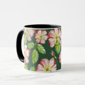 Farbiges Muster mit Aquarellfarben-Rose-Blume und Tasse (Vorderseite Links)