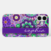 Farbiges Muster mit Name - Aubergine Case-Mate iPhone Hülle (Rückseite (Horizontal))