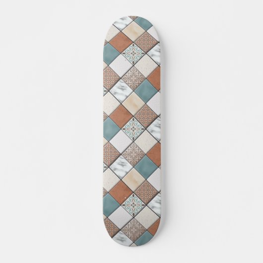 Farbiges Muster moderner geometrischer Fliesen Skateboard (Vorne)