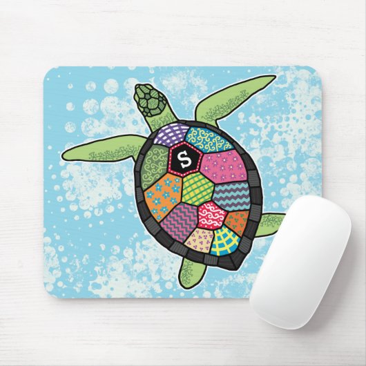 Farbiges Muster Monogram Sea Turtle Mousepad (Mit Mouse)