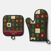 Farbiges Muster Ofenhandschuh & Topflappen-Set (Vorderseite)