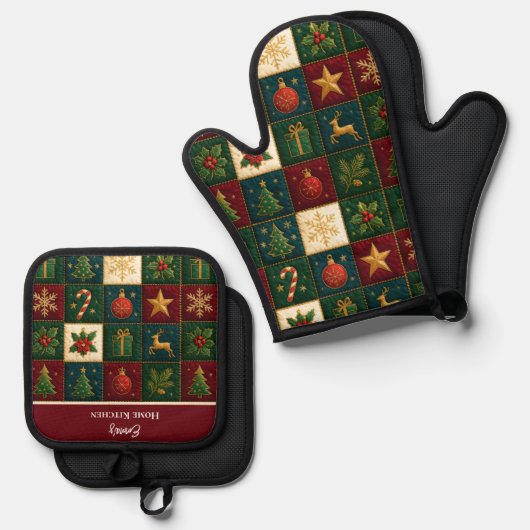 Farbiges Muster Ofenhandschuh & Topflappen-Set (Vorderseite/Rückseite)