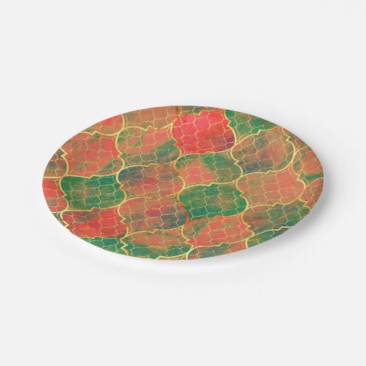 Farbiges Muster Pappteller (Schrägansicht)