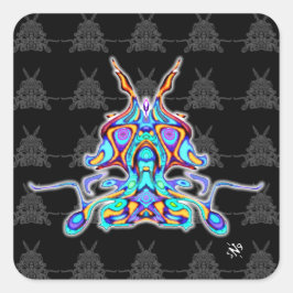 Farbiges Muster (pareidolia) - Weltraumpapagei v2. Quadratischer Aufkleber