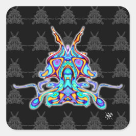 Farbiges Muster (pareidolia) - Weltraumpapagei v2. Quadratischer Aufkleber