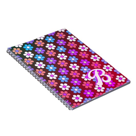 Farbiges Muster Retro Monogramm Notizblock (Rechte Seite)