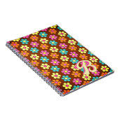 Farbiges Muster Retro Monogramm Notizblock (Rechte Seite)