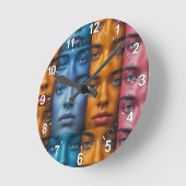 Farbiges Muster Runde Wanduhr (Winkel)
