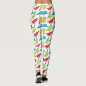 Farbiges Muster von Papierflugzeugen Leggings (Rückseite)