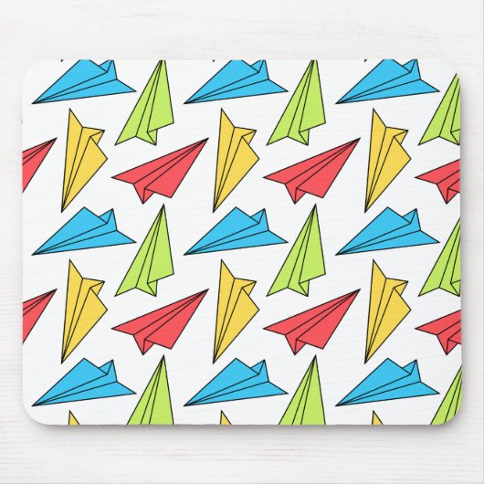 Farbiges Muster von Papierflugzeugen Mousepad (Vorne)
