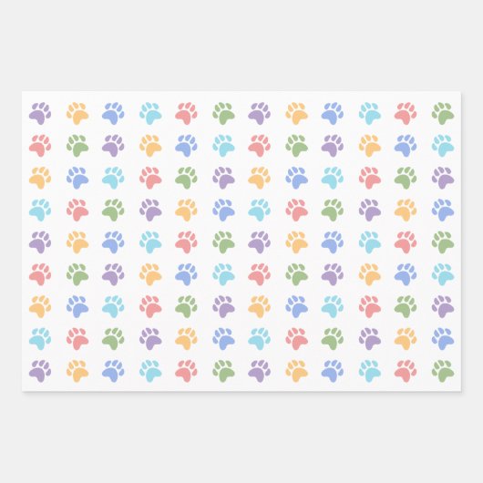 Farbiges Muster von Tierpaw-Druckfarben Geschenkpapier Set (Vorderseite)