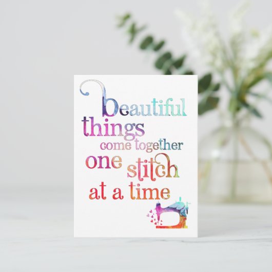 Farbiges Nähangebot Postkarte (Stehend Vorderseite)