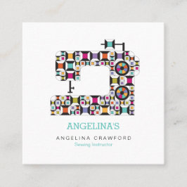 Farbiges Nähmaschinenmuster Quadratische Visitenkarte