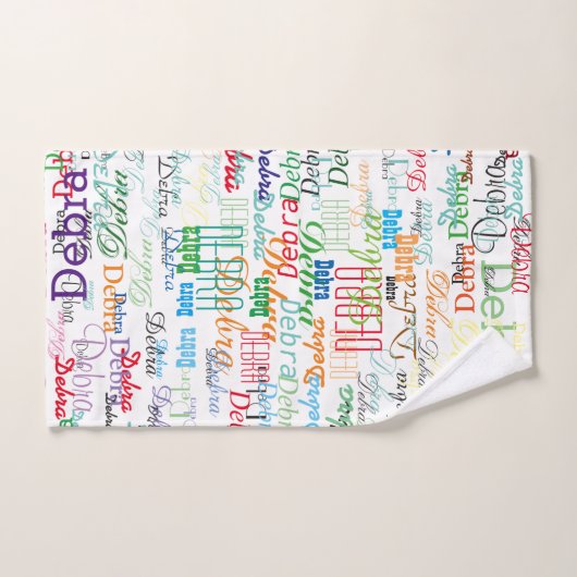 Farbiges Namensmuster auf Weiß Badhandtuch Set (Handtuch)