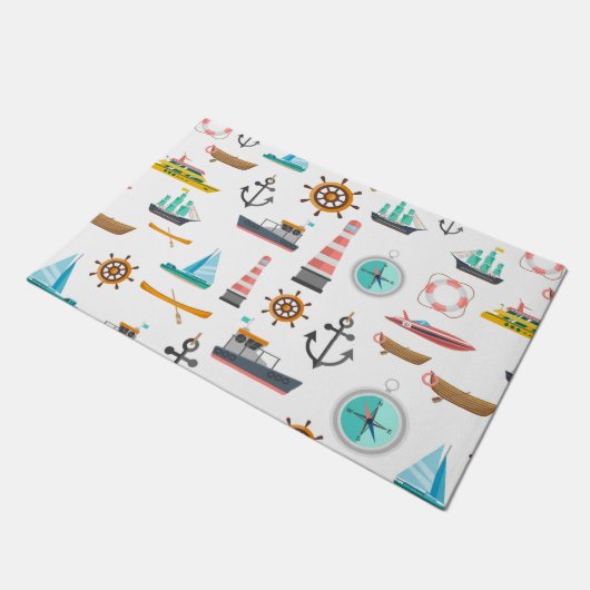 Farbiges nautisches Muster Fußmatte (Schrägansicht)