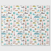 Farbiges nautisches Muster Geschenkpapier (Flach)