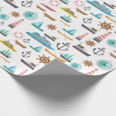 Farbiges nautisches Muster Geschenkpapier (Ecke)