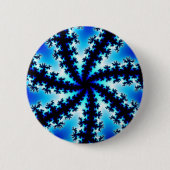 Farbiges Navy Blue und Weiß Fraktal Button (Vorderseite)