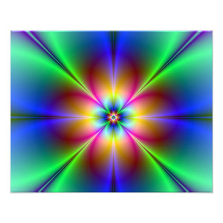 Farbiges Neon Daisy Foto Print