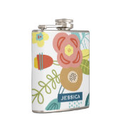 Farbiges Niedliches Blumenmuster Personalisiert Flachmann (Rechts)