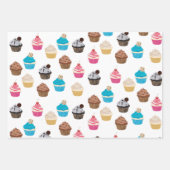 Farbiges Niedliches Cupcakes-Muster Geschenkpapier Set (Vorderseite)
