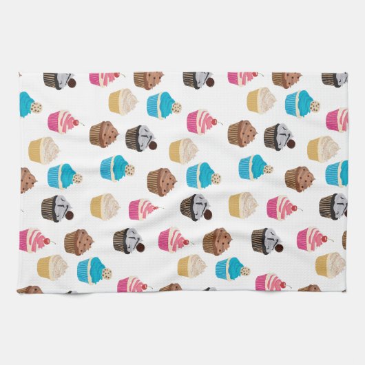 Farbiges Niedliches Cupcakes-Muster Geschirrtuch (Horizontal)