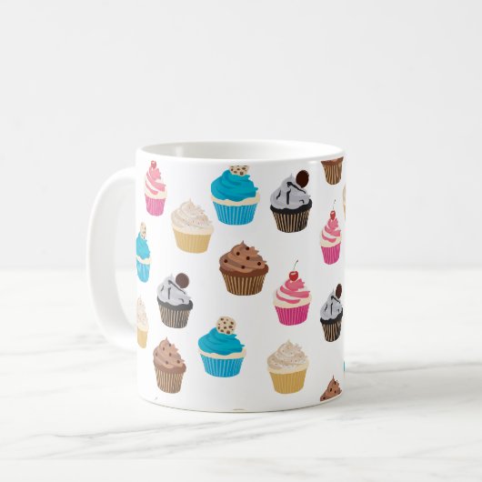 Farbiges Niedliches Cupcakes-Muster Kaffeetasse (Vorderseite Links)