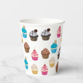 Farbiges Niedliches Cupcakes-Muster Pappbecher (Rückseite)