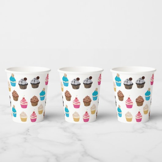 Farbiges Niedliches Cupcakes-Muster Pappbecher (Multi)